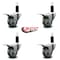Service Caster 3'' Gray Poly Swivel 1-1/4'' Expanding Stem Caster Set Total Lock Brake, 4PK SCC-EXTTL20S314-PPUB-114-4 - alternate 4